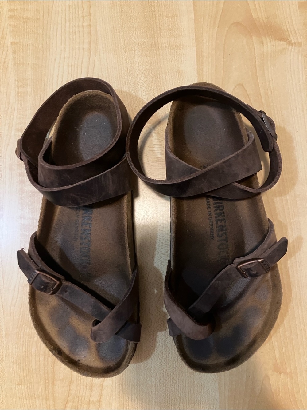 Birkenstock Dark Brown Leather Strappy Sandals